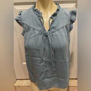 Ann Taylor Loft Women’s Western Cowboy Denim Shirt Tank Top Blouse XS